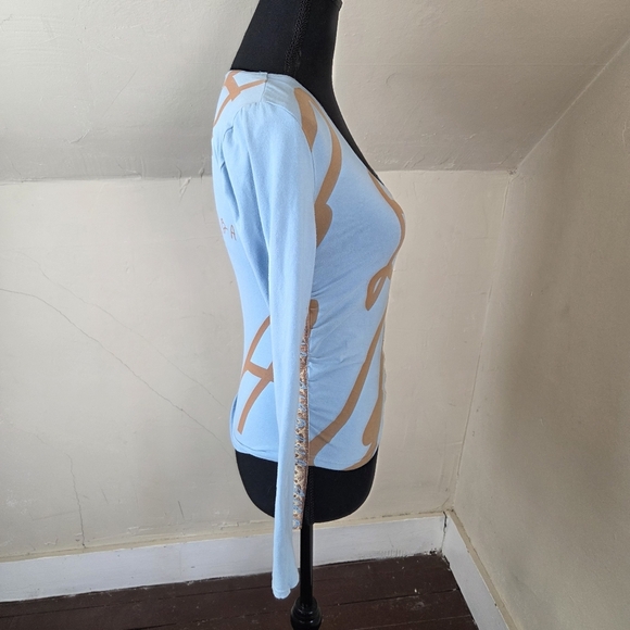 Le Jean De Marithe+Francois Girbaud Blue/Gold Stretch Top Size S?(no tag size) - Picture 6 of 11